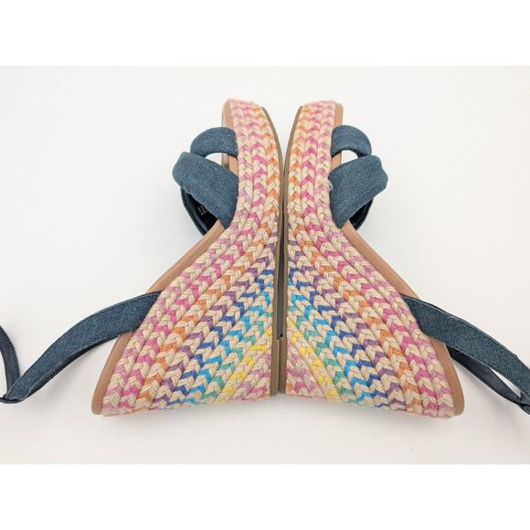 Abound Sukie Espadrille Wedge Sandals Women's Blue Denim Size US8.5M - Picture 7 of 10